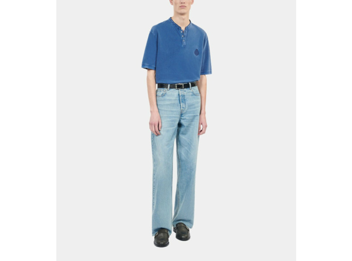 Polo en coton piqué bleu blue brut