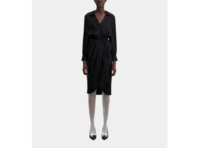 Robe Porte-Feuille Midi En Jacquard black