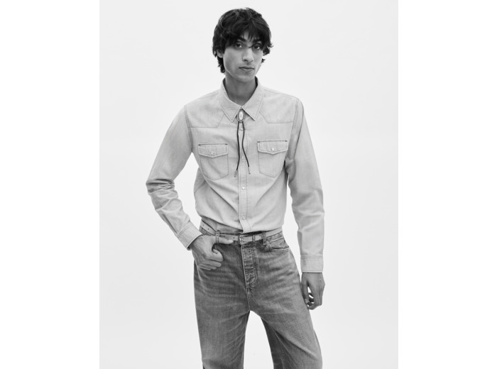 Chemise en denim bleu clair bleu