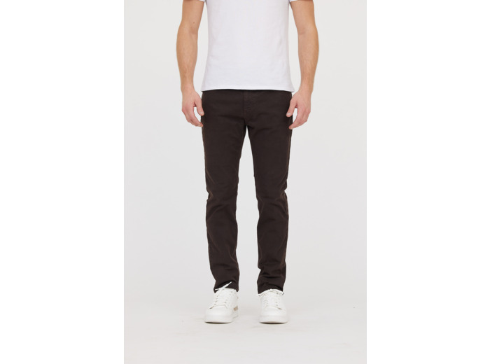 Pantalon faux uni, straight fit, taille medium haute,jambe ajustée