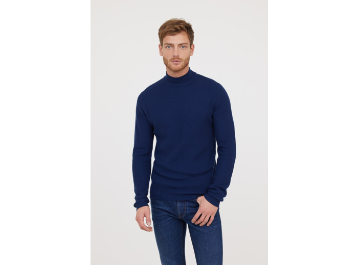 Pull col cheminée détail maille fantaisie