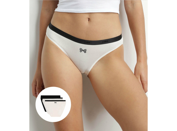 Lot de 3 slips nœud noir en coton Les Pockets