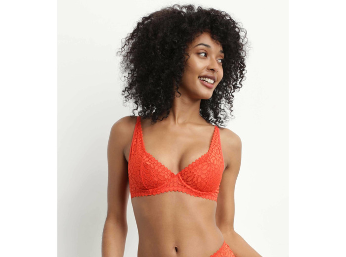 Soutien-gorge à armatures en dentelle florale Rouge Feu Daily Dentelle