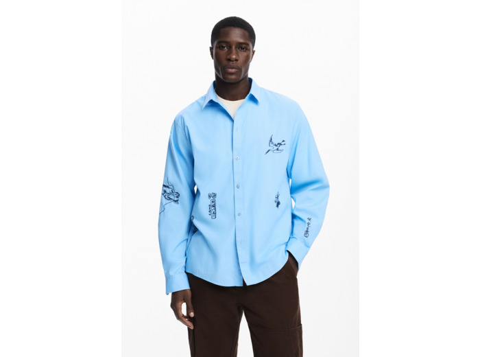 Chemise À Manches Longues En Tissu – Homme