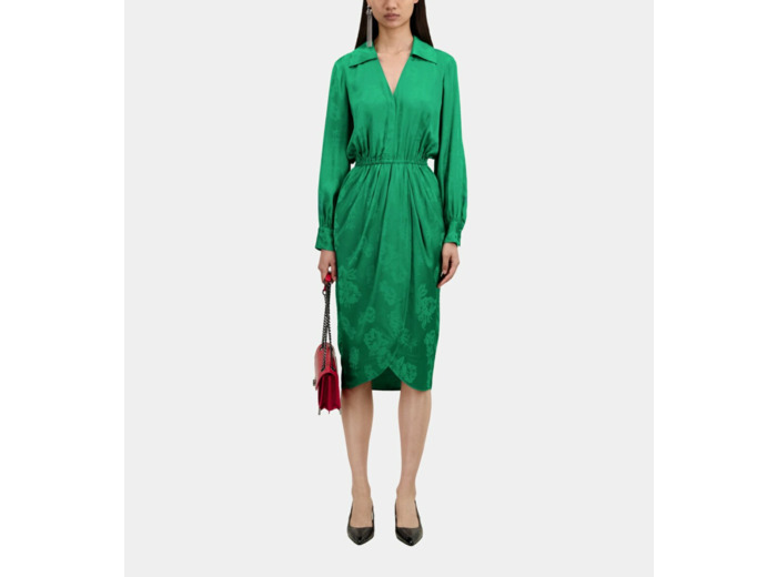 Robe Porte-Feuille Midi En Jacquard green