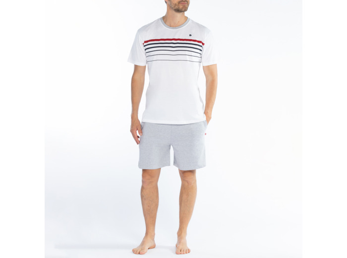 Pyjashort homme PURE blanc/gris