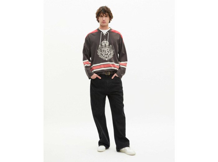 Sweat manches longues avec print devant black washed