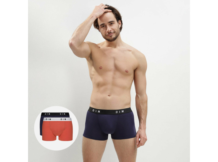 Lot de 2 boxers homme coton stretch Roux Bleu Denim Dim Originals