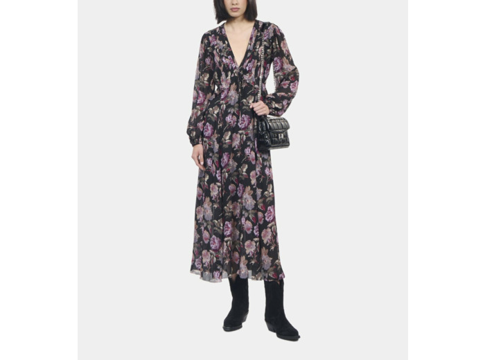 Robe longue imprimé fleuri black / purple