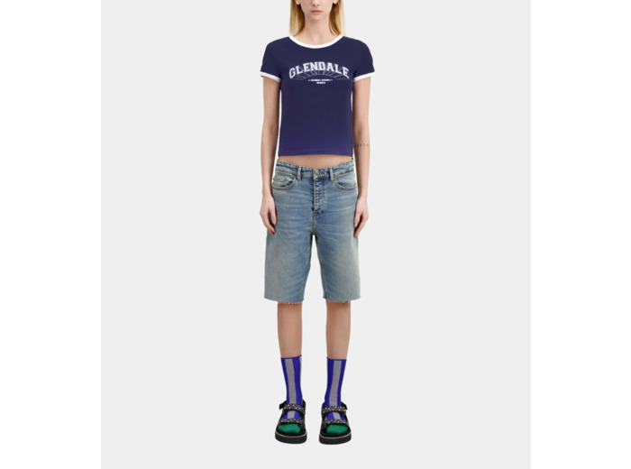 T-Shirt Manches Courtes Avec Print City washed navy