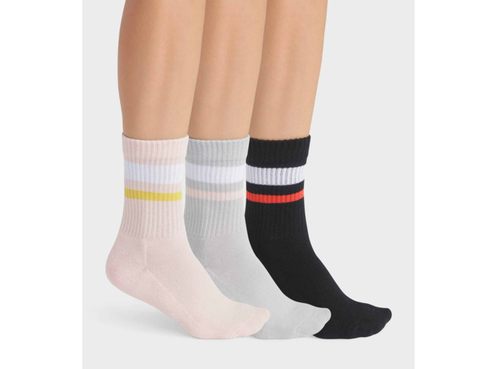 Lot de 3 paires de chaussettes femme en coton Rose Gris EcoDim Sport
