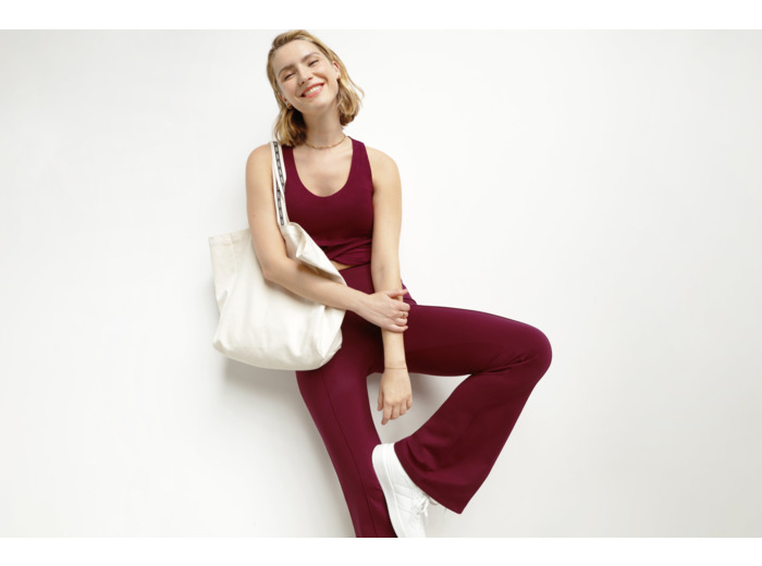 Pantalon de sport évasé pour femme en jersey souple Bordeaux Dim Move