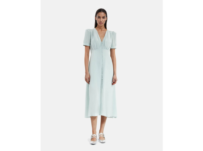 Robe longue manche courte boutonne devant blue/green