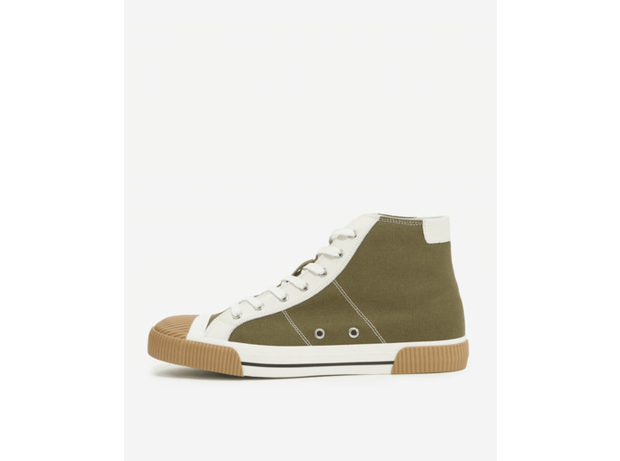 Baskets Montantes En Canvas Avec Empiecements Cuir