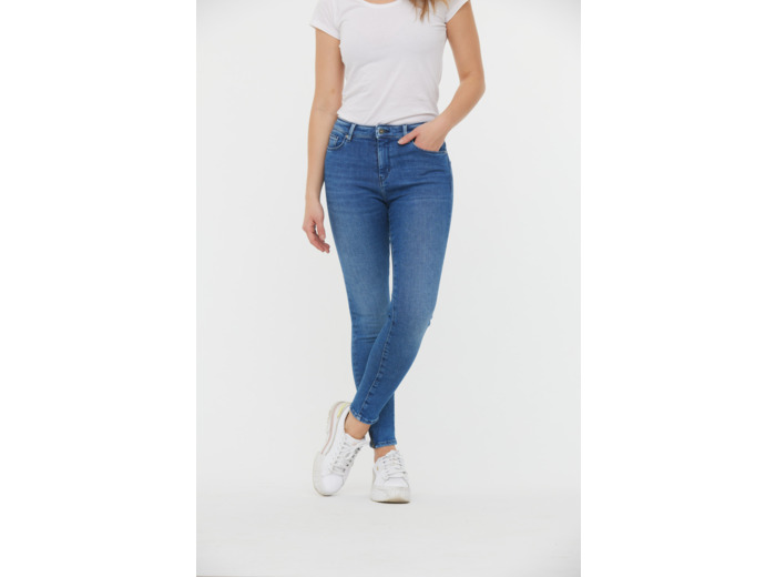 Denim skinny fit cropped, jambes très ajustées "effet seconde peau", taille medium, détail zip bas de jambe