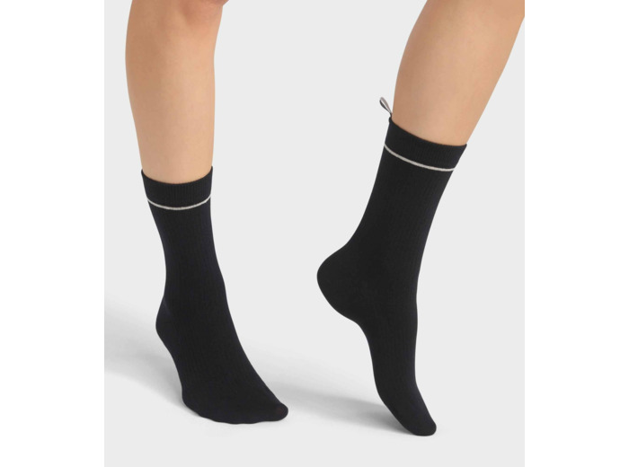 Chaussettes unisexe en coton modal côtelé Noir Dim Icons