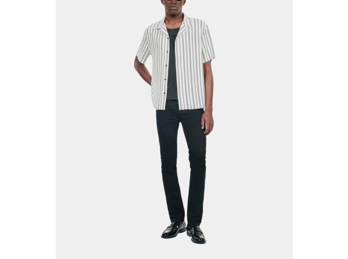 Chemise manches courtes imprimé pied de poule ecru black