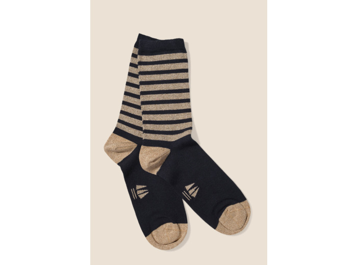 Chaussettes femme rayées métallisées