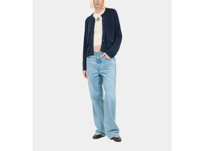 Cardigan En Laine Bleu Marine bleu
