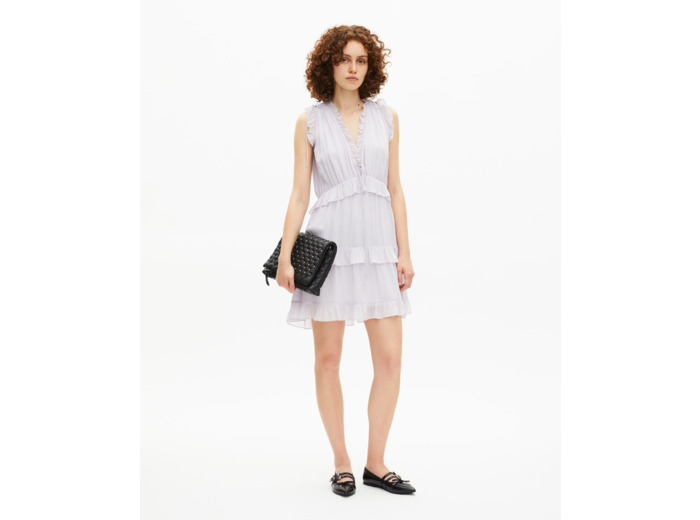 Robe courte avec volants lilas violet