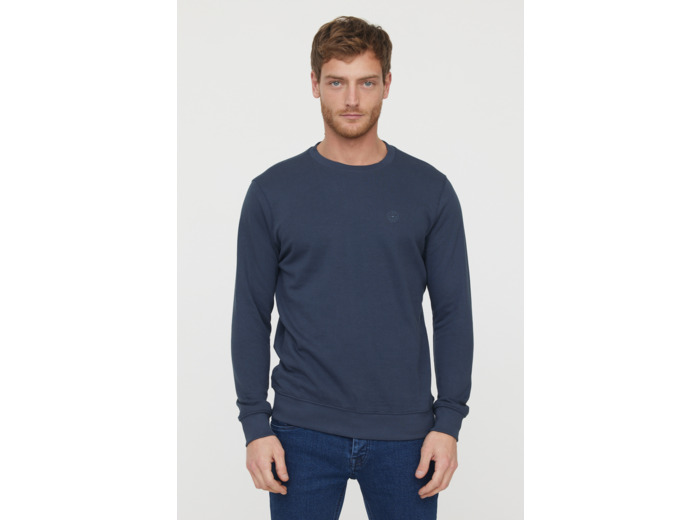 Sweat basique en coton bio gratté et print poitrine