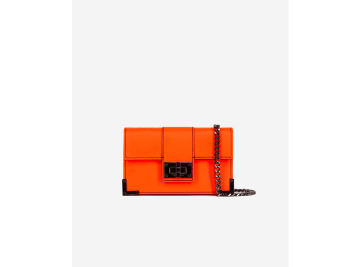 Petite Pochette Emily En Cuir Fluo orange fluo