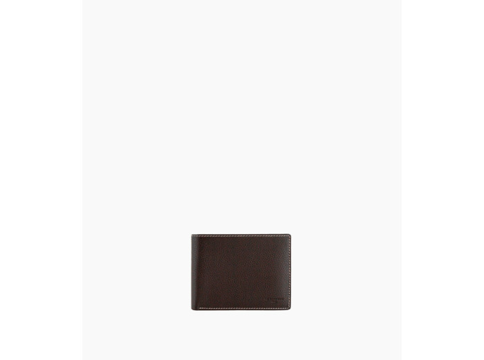 Portefeuille horizontal zippé 2 volets Charles en cuir grainé
