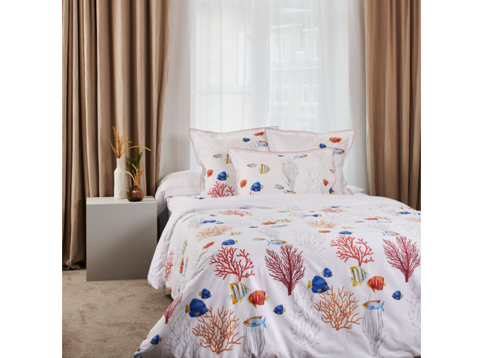 Housse couette Corail| Linge de lit percale | Tradition des Vosges