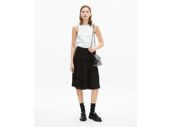 Jupe midi plissee black