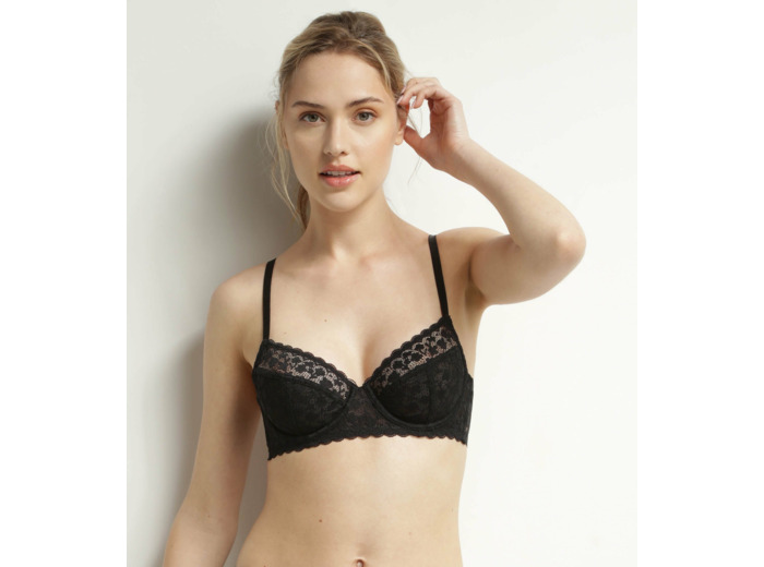 Soutien-gorge femme à armatures en dentelle florale Noire Daisy lace