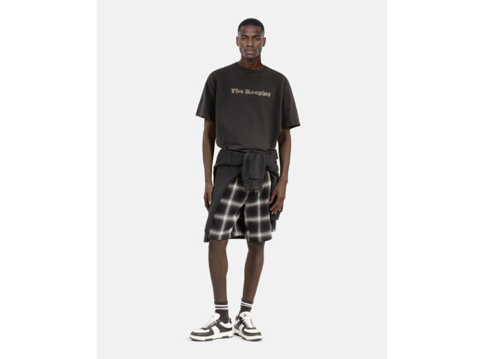T-shirt manches courtes print perles black washed