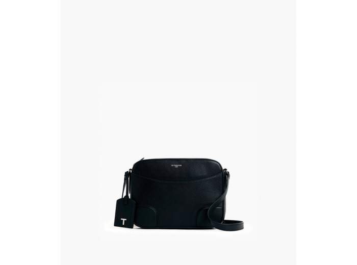Sac bandoulière moyen modèle Romy en cuir grainé et lisse