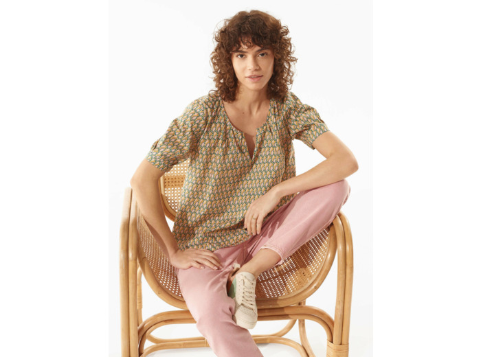Blouse rose / moutarde