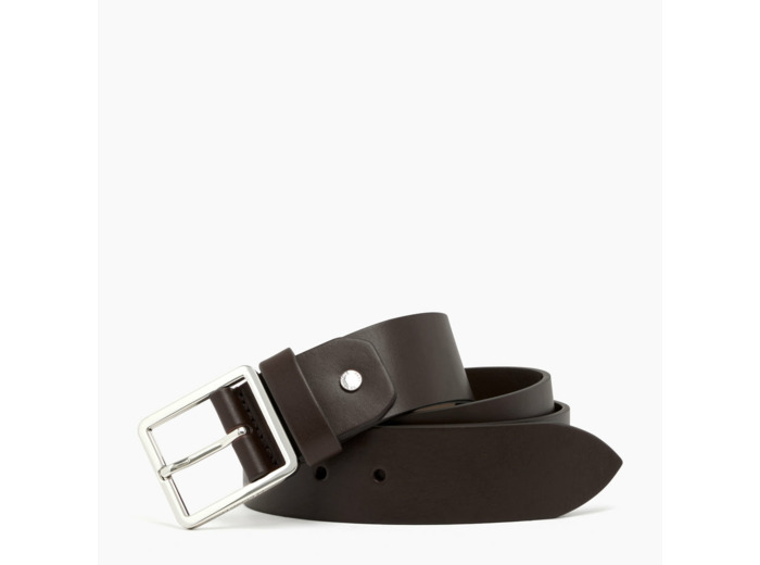 Ceinture homme avec boucle carrée en cuir lisse tannage végétal