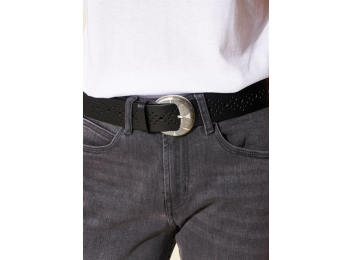 Ceinture cuir boucle argentée