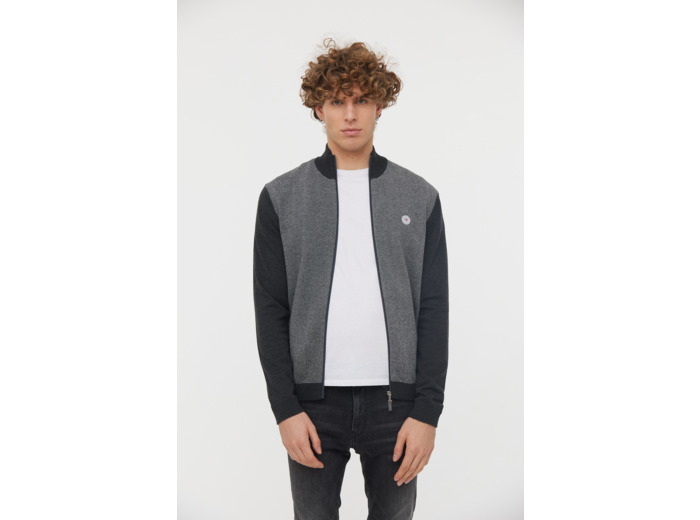 Gilet zippé maille piquée et badge poitrine