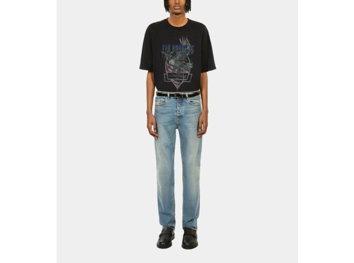 T-Shirt Noir Avec Sérigraphie Chaos Eagle black washed