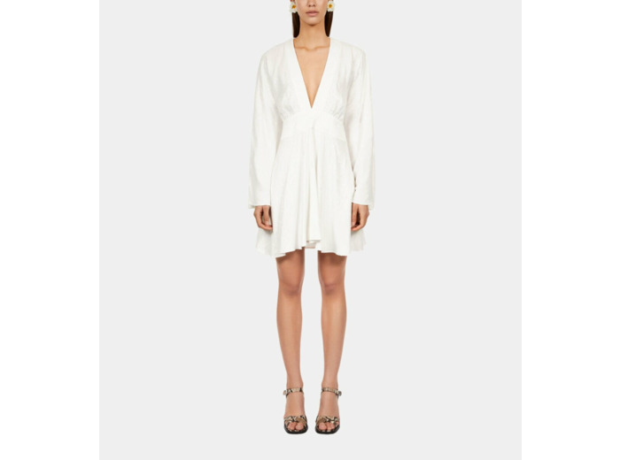 Robe Courte Blanche Jacquard Baroque white