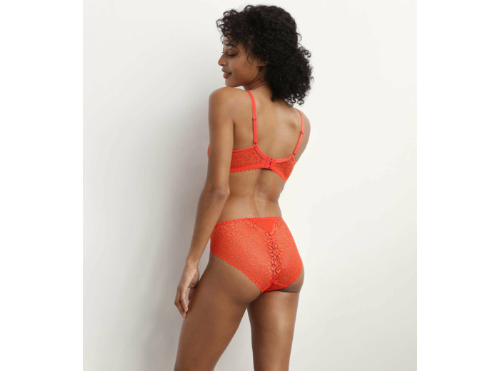 Culotte en dentelle florale ajourée Rouge Feu Daily Dentelle