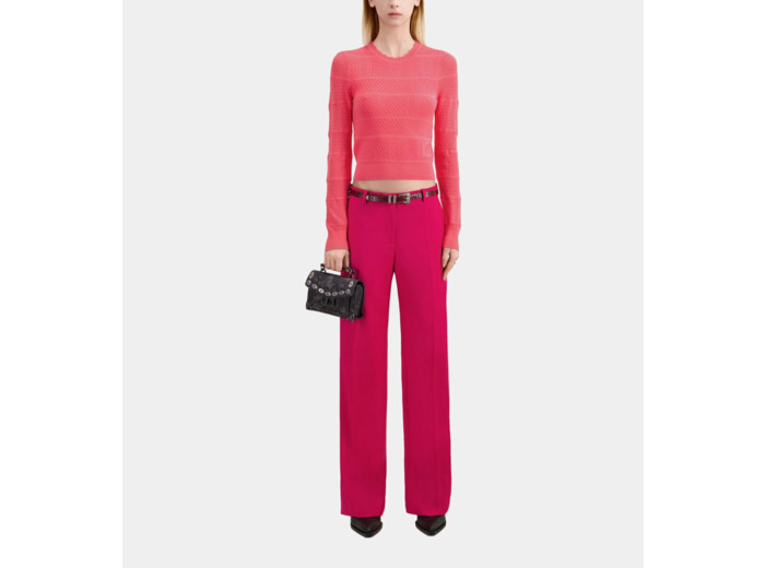 Pull Fuchsia En Maille Ajourée retro pink