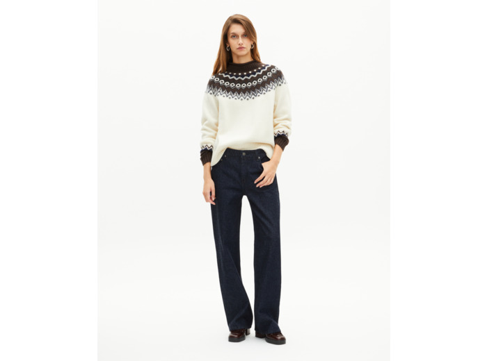 Pull à motif en laine mélangée écru ecru