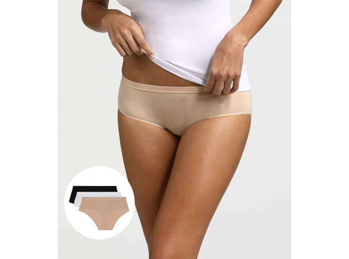Lot de 3 Boxers blanc/peau/noir Les Pockets Coton