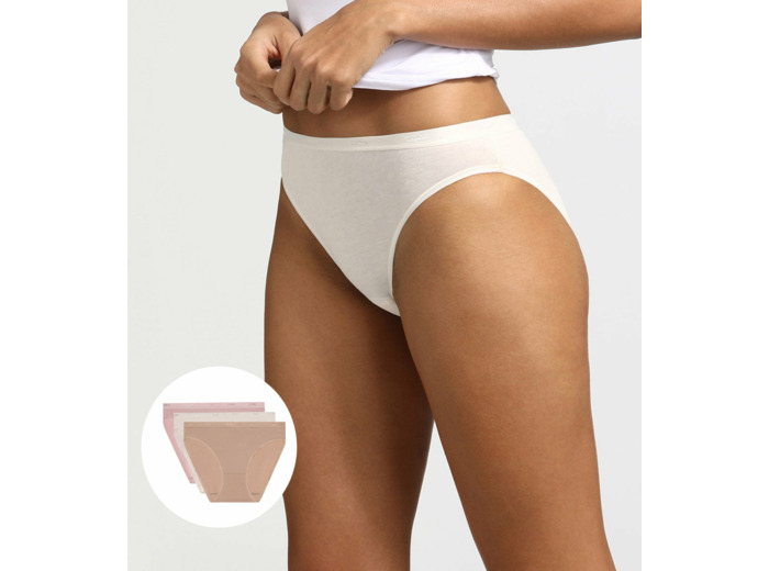 Lot de 3 slips peau/rose/nacre Les Pockets Coton