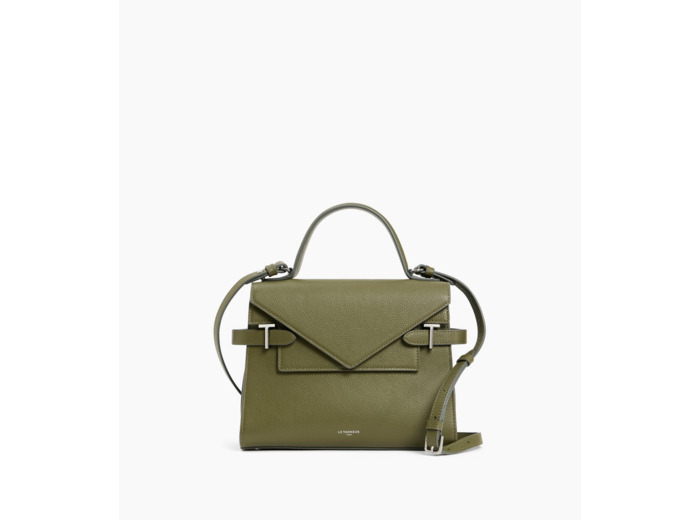 Sac à main double rabat moyen modèle Emilie en cuir grainé