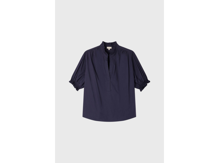 Blouse en coton à col montant