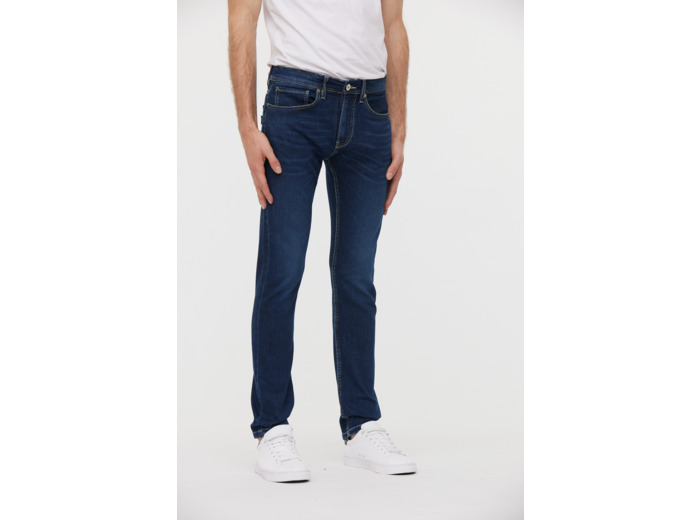 Pantalon straight fit, taille medium haute,jambe ajustée