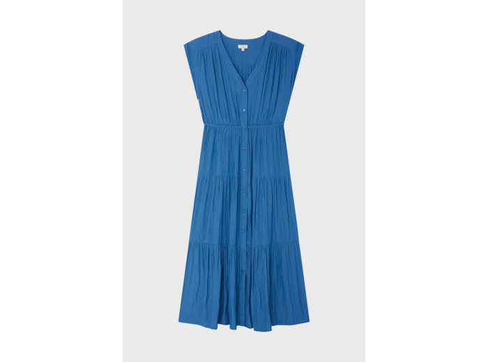 Robe longue unie à boutons - EMANE