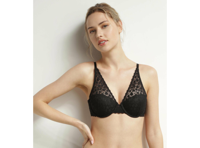 Soutien-gorge foulard pour femme en dentelle florale Noire Daisy Lace