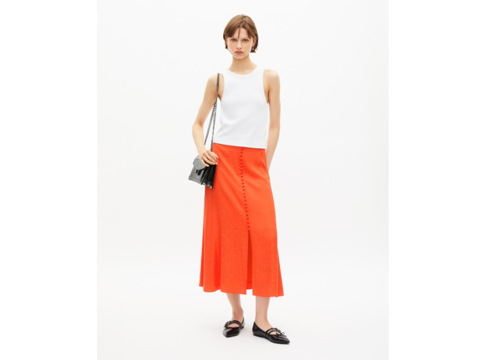 Jupe longue en jacquard orange orange red