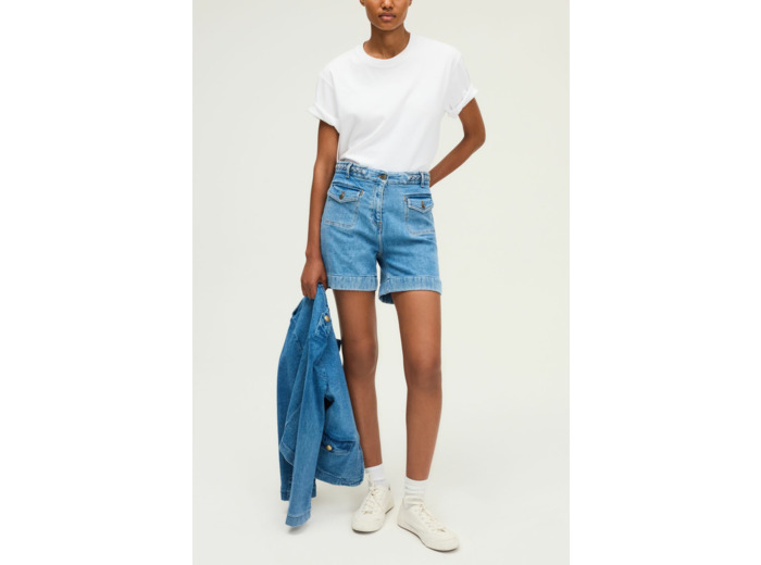 Short à ceinture tressée en jean - LOREA